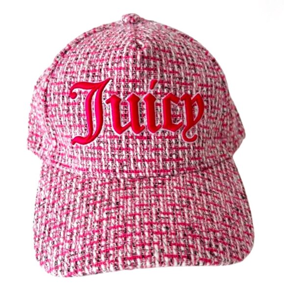 NWT Juicy Couture Pink Tweed Baseball Cap | Embroidered Logo | Adjustable - Picture 2 of 13